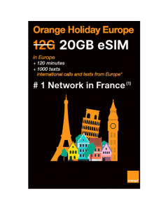 Orange Holiday Zen eSIM 20GB, 30Min. [Calls & 200 SMS from Europe to Worldwide + Unlimited Calls & SMS in Europe]