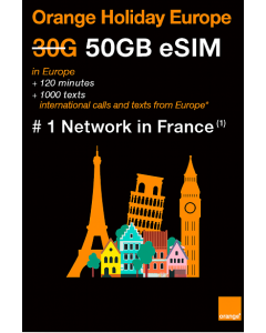 Orange eSIM Europe & UK - 50 GB Data & 120 mins Voice