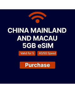 Unlimited China Mainland & Macau 5-Day Data eSIM 5GB High Speed Data