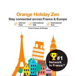 ORANGE HOLIDAY ZEN VOICE & DATA TRAVEL SIM CARD FOR EUROPE (8 GB DATA + 30 VOICE MINUTES WORLDWIDE)