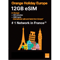 Orange Holiday Zen eSIM 12GB, 30Min. [Calls & 200 SMS from Europe to Worldwide + Unlimited Calls & SMS in Europe]