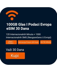 Orange Holiday 100GB Glasovni & Internet eSIM za Evropu 30 Dana