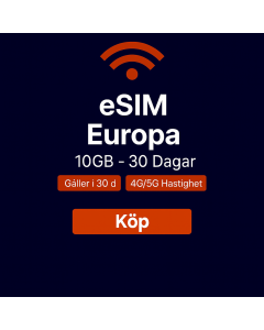 eSIM Europa 10 GB – 30 dagar