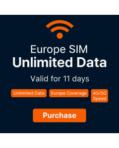 11 Days Unlimited data SIM for Europe