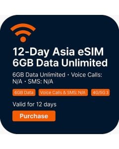 12-Day Asia eSIM – 6GB Data Unlimited