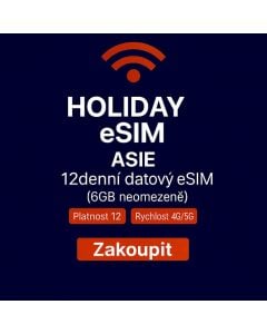 NEOMEZENÁ ASIE 12DENNÍ DATOVÁ eSIM 6GB VYSOKORYCHLOSTNÍ DATA