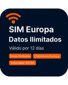 Tarjeta SIM con datos ilimitados por doce días para Europa