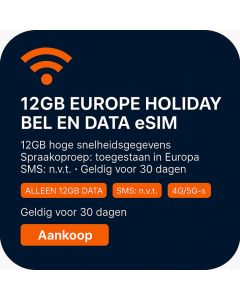 WORLDWIDE HOLIDAY DATA ONLY eSIM – 10GB TOEGESTAAN IN ZONE 1