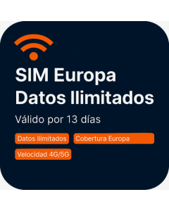eSIM de Datos Ilimitados para Europa – 13 Días