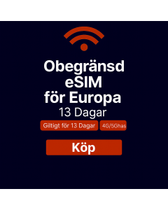 Obegränsad data i Europa i 13 dagar