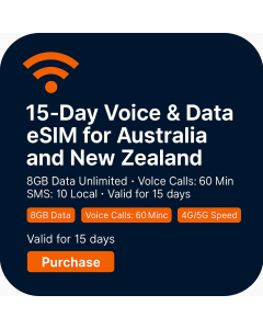 15-Day Voice and Data eSIM for Australia and New Zealand