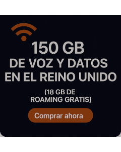 150 GB DE VOZ Y DATOS EN EL REINO UNIDO (18 GB DE ROAMING GRATIS)