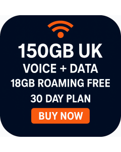 150GB UK VOICE & DATA (18GB ROAMING FREE)