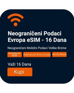 Aktivirajte Neograničene Evropske Podatke eSIM - 16 Dana
