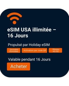 Acheter une eSIM USA avec données illimitées pour 16 jours de voyage