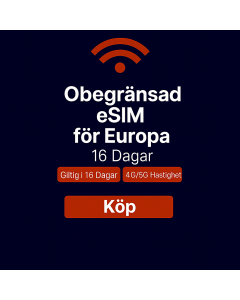 Obegränsad data i Europa i 16 dagar