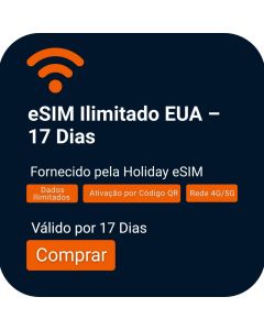 Obter eSIM de Dados Ilimitados para os EUA: Plano de 17 Dias