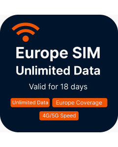18 Days Unlimited data SIM for Europe
