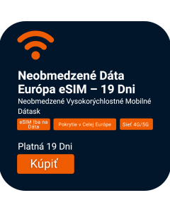 Aktivujte Neobmedzenú Európsku Dátovú eSIM | £48 | Platnosť 19 Dni