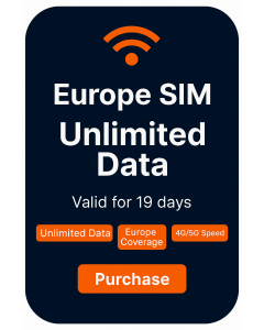 19 Days Unlimited data SIM for Europe