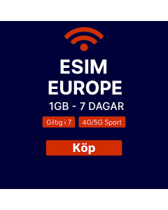eSIM Europa 1 GB - 7 dagar