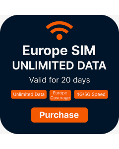 20 Days Unlimited data SIM for Europe