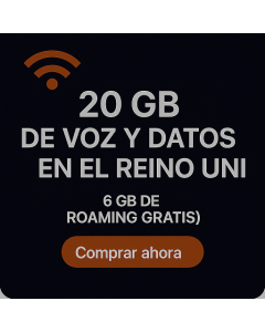 20 GB DE VOZ Y DATOS EN EL REINO UNIDO (6 GB DE ROAMING GRATIS)