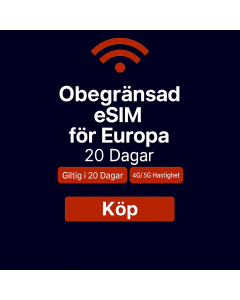 Obegränsad data i Europa i 20 dagar