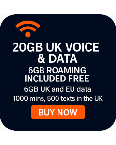 20GB UK VOICE & DATA (6GB ROAMING FREE)