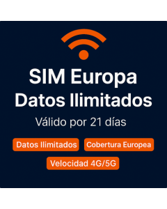 eSIM de Datos Ilimitados Europa – 21 Días