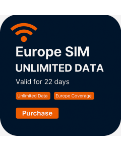 22 Days Unlimited data SIM for Europe