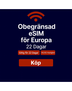 Obegränsad data i Europa i 22 dagar