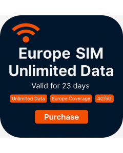 23 Days Unlimited data SIM for Europe