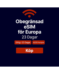 Obegränsad data i Europa i 23 dagar