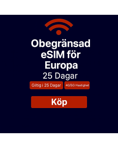 Obegränsad data i Europa i 25 dagar