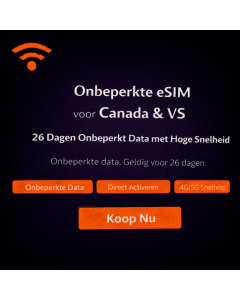 26 dagen onbeperkt gebruik van een Canada eSIM