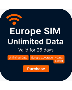 26 Days Unlimited data SIM for Europe