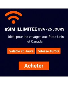 eSIM USA illimitée - 26 jours