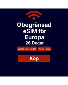 Obegränsad data i Europa i 26 dagar