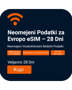 Neomejeni Podatki Evropa eSIM – 28 Dni