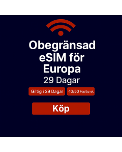 Obegränsad data i Europa i 29 dagar