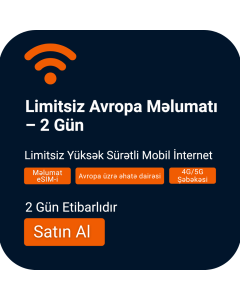Limitsiz Avropa Data eSIM-ini aktivləşdirin | 2 Gün etibarlılıq