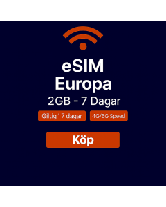 eSIM Europa 2GB – 7 dagar