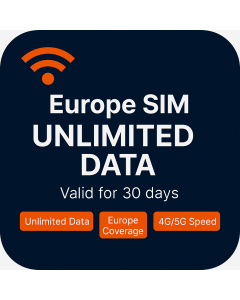 30 Days Unlimited data SIM for Europe