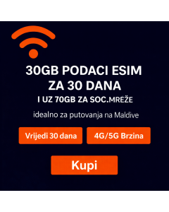 Dhiraagu eSIM za Maldive (30 dana)