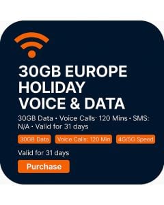 50GB EUROPE HOLIDAY VOICE & DATA