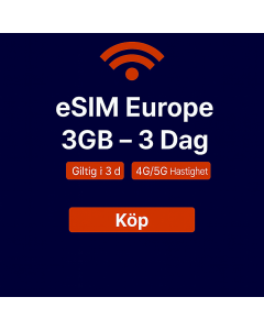 eSIM Europa 3GB – 3 dagar