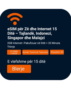Aktivizo Kartën eSIM/SIM të Zërit & Të Dhënave për Tajlandën, Indonezinë, Singaporin ose Malajzinë | 15-Ditëshe | 2GB Ditor | 20 Minuta Thirrje Zanore