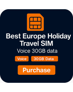 Best Europe Holiday Travel SIM Voice 30GB Data