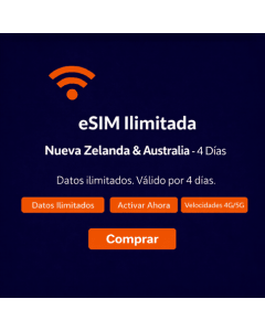 4 días de eSIM ilimitada para Nueva Zelanda y Australia